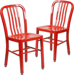 Flash Furniture Gael Indoor/Outdoor Modern Metal Dining Chairs, Commercial-Grade Galvanized Steel Restaurant Chairs, Set of 2, Red