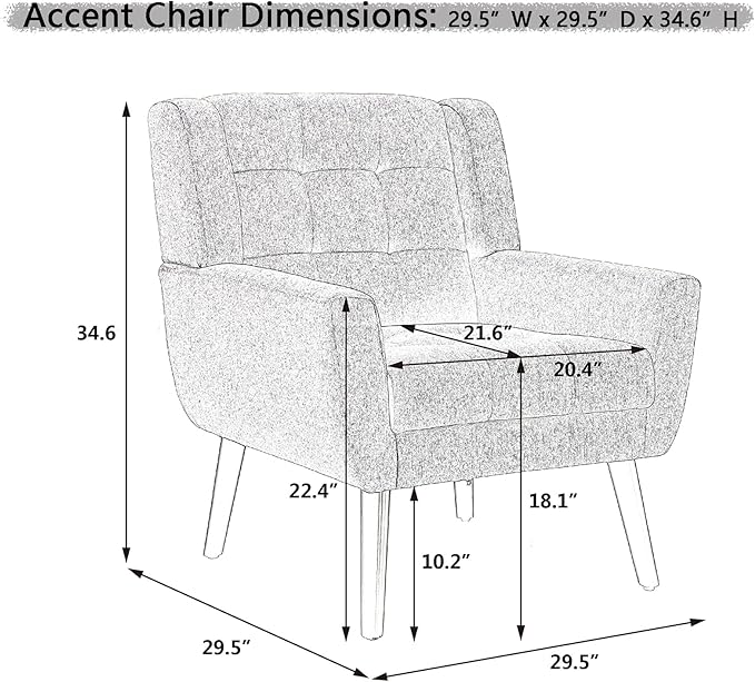 Dolonm Midcentury Modern Velvet Accent Chair with Arms, Upholstered Reading Side Chair Tufted Back Decorative Wingback Chair for Living Room Bedroom (Black)