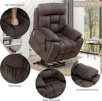 Power Lift Recliner Chair with Massage and Heating Functions,Velvet Sofa with 2 Remote Controls and Two Cup Holders,Recline up to 160 Degrees,Suitable for Living Room