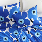 Marimekko - Full/Queen Duvet Cover Set, Cotton Percale Reversible Bedding with Matching Shams, Floral Home Decor (Unikko Blue, Full/Queen)