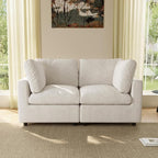WJShome Sectional Couches for Living Room, 67 Inch Loveseat Sofa with Chenille Upholstery & Double Layer Cushions, Modern Apartment Size Modular Couch for Bedroom，Beige