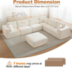 L-Shape Cloud Modular Sectional Sofa Couch,Modern Boneless Sectional Couch with Deep Seat,Upholstered Couches for Living Room Bedroom,No Assembly Required,Beige