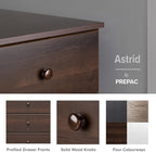 Prepac Astrid Tall Brown Dresser: 16.5"D x 19.75"W x 50"H, 6-Drawer Chest for Bedroom by Prepac - Perfect Chest of Drawers for Ample Storage