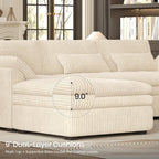 Belffin Large Modular Sectional Sofa with Deep Chaise, 104" Corduroy L Shaped Couch with 9" Soft Dual-Layer Seats Cushion for Living Room, Apartment, Beige