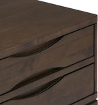 SIMPLIHOME Harper Console Table - 40 Inch Wide Solid Hardwood Sofa Table in Walnut Brown, Mid-Century Modern Storage Table for Entryway or Living Room with 4 Drawers, Notched Handles, and Tapered Legs