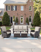 Pop 22x25/22x24 Outdoor Seat Cushions Set of 2 - Comfortable High Back Water-Resistant Patio Wicker Chairs Cushion for Dining Rocker Glider Loveseat Couch Sectional Sofa - Beige/Classic