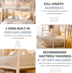 SUNLEI Metal Bunk Beds with Double Secured Ladders, Twin Over Full Bunk Bed with Surrounded Safety Guardrails, Space Saver Twin Beds, Noise Free for Small Bedroom, with Trundle, White