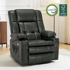MCombo Dual Motor Large Power Lift Recliner Chair for Elderly, Lay Flat Lift Chair with Heat and Massage, Big Lift Recliner for Tall People, Faux Leather 7896 (Grey, Large)