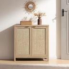 SICOTAS Rattan Sideboard Buffet Cabinet with Large Storage - Boho Credenza Coffee Bar Cabinet with Adjustable Shelves, Buffet Console Table for Kitchen Living Room Hallway - Natural