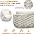 Metal Backyard Furniture Set: Aluminum Assembled Front Porch 4 Pieces Outdoor Set - Woven Rope Patio Conversation Set Modern - Cushioned Deck Couch Set Garden Sunroom Pool Hotel Resort, Beige