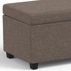 SIMPLIHOME Avalon 54 inch Wide Contemporary Rectangle Extra Large Storage Ottoman Bench in Fawn Brown Polyester Linen Fabric, Assembled, for The Living Room, Entryway and Family Room