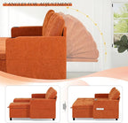 110" Sectional Pull Out Sofa Bed with Adjustable Backrests, U-Shaped Sleeper Sofa with USB Ports, Upholstered Reversible Couch with Cup Holder & Storage Space for Living Room, House, Orange