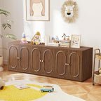 63'' Fluted Sideboard Buffet Cabinet with Storage and 6 Doors, Low Storage Cabinet Modern Wooden Accent Credenza Console Table for Kitchen Dining Living Room Entryway, (63"W*15.75"D*21.4"H) Walnut