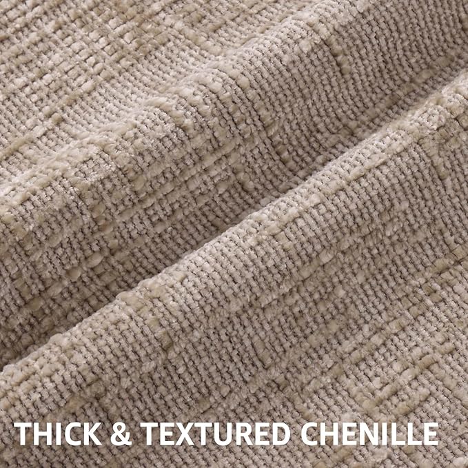 decorUhome Oatmeal Chenille Throw Pillow Covers 24x24 Set of 2 Thick Textured Slubby Couch Pillow Covers Farmhouse Accent Modern Neutral Decorative Pillow Cases for Bed Sofa Living Room