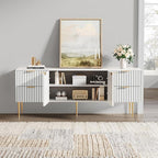 SICOTAS TV Stand for 55/60/65/70 Inch TV - 62 Inch TV Stands for Living Room Entertainment Center with 4 Drawers, Fluted Modern TV Media Console Television Cabinet for Bedroom (White,1 Piece)