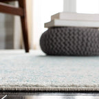 SAFAVIEH Evoke Collection 8' x 10' Ivory / Aqua EVK256J Oriental Distressed Non-Shedding Living Room Bedroom Dining Home Office Area Rug