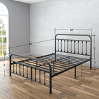 Golden Gate Beds Vintage Style Metal Bed Frame with Wrought Iron Headboard and Footboard, Classic Platform Bedframe with Storage, No Box Spring Needed, Mattress Foundation, Black, Queen Size