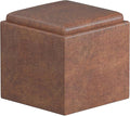 SIMPLIHOME Rockwood 18 inch Wide Contemporary Square Cube Storage Ottoman with Tray in Distressed Saddle Brown Vegan Faux Leather, Assembled, For the Living Room, Entryway and Family Room