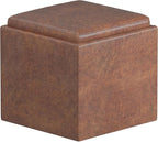 SIMPLIHOME Rockwood 18 inch Wide Contemporary Square Cube Storage Ottoman with Tray in Distressed Saddle Brown Vegan Faux Leather, Assembled, For the Living Room, Entryway and Family Room