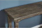 Signature Design by Ashley Johnelle Casual Sofa Table, Plank-look Framed Tabletop, Weathered Finish, Elm Veneers and Wood, 60" W x 18" D x 31.88" H, Gray