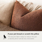 Foindtower Set of 2, Decorative Textured Boucle Throw Pillow Covers Accent Solid Pillow Cases Neutral Soft Cozy Couch Cushion Case for Chair Sofa Bedroom Living Room Home Decor 24x24 Inch Red Taupe