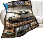 Tank Throw Blanket - Gifts for Military Fans, Soft Warm Cozy Fleece for Boys, Men, Girls, Women, Kids, Adults - Sofa, Couch, Bed Cover 60"x50"