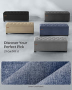 SONGMICS Storage Ottoman Bench, Foot Rest with Legs, 15.7 x 43.3 x 15.7 Inches, End of Bed Bench, Storage Chest, Load up to 660 lb, for Living Room, Bedroom, Entryway, Light Denim Blue ULSF088Q01