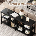 Tribesigns 70.9 Inch Extra Long Console Table, Modern Sofa Table Behind Couch Table with Storage Shelves, 3-Tier Industrial Hallway Entryway Table for Living Room, 3 Shelf Bookshelf(Black)