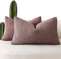 Foindtower Pack of 2 Textured Boucle Throw Pillow Covers Accent Solid Decorative Lumbar Pillow Cases Cozy Soft Couch Cushion Case for Chair Sofa Bedroom Living Room Home Decor 12x20 Inch Dark Purple