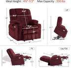 MCombo Dual Motor Power Lift Recliner Chair for Elderly, Lay Flat Lift Chair with Heat and Massage, Petite Lift Chair, Cup Holders, USB A&C Ports, Fabric 7893 (Small, Burgundy)