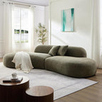 135.4" Oversized Curved Sofa, Modern Minimalist Comfy Sectional Couch, Upholsted Boucle Luxury Sofas Chaise, 6 Seater Modular Couches for Living Room Home Office Apartment(Left Facing,Green)