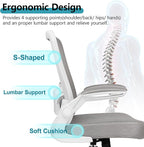 FelixKing Office Chair, Ergonomic Desk Chair Breathable Mesh Chairs Adjustable High Back Lumbar Support Flip-up Armrests, Executive Rolling Swivel Comfy Computer Chairs Home Office Gray