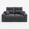 High Back Boneless Couch, Loveseat Cloud Couch with Versatile 2-Pack Pillow Blankets, Corduroy Modular Sectional Sofa, No Assemble Sectional Couches for Living Room, Dark Grey
