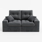 High Back Boneless Couch, Loveseat Cloud Couch with Versatile 2-Pack Pillow Blankets, Corduroy Modular Sectional Sofa, No Assemble Sectional Couches for Living Room, Dark Grey