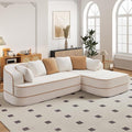 Cloud Sectional Sofa Modern Boneless Couch for Living Room, Comfy Deep Seat Comfy Teddy Fabric Double Sofa Chaise No Assembly Required (White, 106" L Shape with Right Facing)