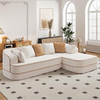 Cloud Sectional Sofa Modern Boneless Couch for Living Room, Comfy Deep Seat Comfy Teddy Fabric Double Sofa Chaise No Assembly Required (White, 106" L Shape with Right Facing)