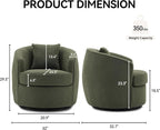 Swivel Accent Chair Set of 2, Modern Upholstered Boucle Barrel Arm Chairs with Pillow for Living Room, 360 Degree Round Swivel Sherpa Armchair with Round Base for Bedroom Club (2, Green)