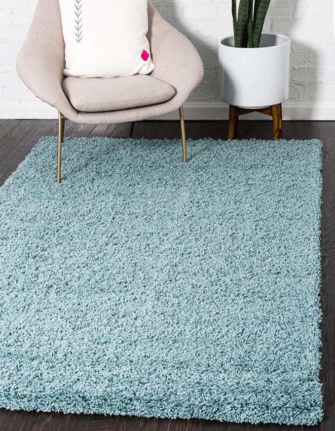Unique Loom Solid Shag Collection Area Rug (2' 2" x 3' 1" Rectangle, Light Slate Blue)