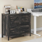 Lateral File Cabinet with 4 Drawers Farmhouse File Cabinet for Letter/Legal/A4 Size Hanging Files, Large Wood File Storage Cabinets Printer Stand for Home Office Cabinet, Dark Rustic Oak