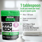 Rockin' Green Hard Rock Laundry Detergent for Hard Water (90 Loads), Plant based, Natural Laundry Detergent Powder, Biodegradable Odor Fighter, Safe for Sensitive Skin, 45 oz (Lavender Mint Revival)