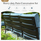 Sophia & William Patio Furniture Sets for 5 Outdoor Metal Conversation Sets 5 Pcs with 2 x Cushioned Swivel Sofa Chairs, 2 x Ottomans as Coffee Table, 1 x 3-Seat Sofa, Lawn Backyard Poolside Navy