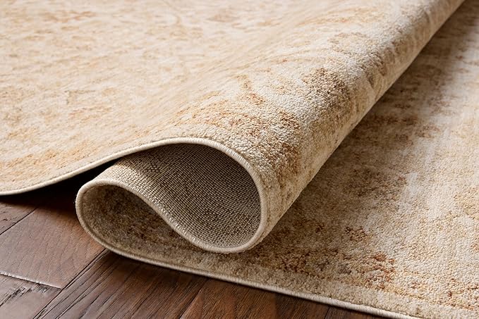 Loloi Chris Loves Julia Palma Collection PLM-04 Natural/Spice 5'-3" x 7'-6" Area Rug Vintage Style Boho Living Room Bedroom Carpet