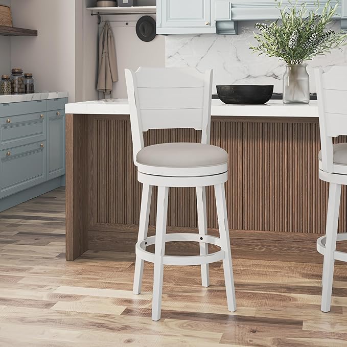 Hillsdale Clarion Wood Swivel Bar Height Stool, Sea White