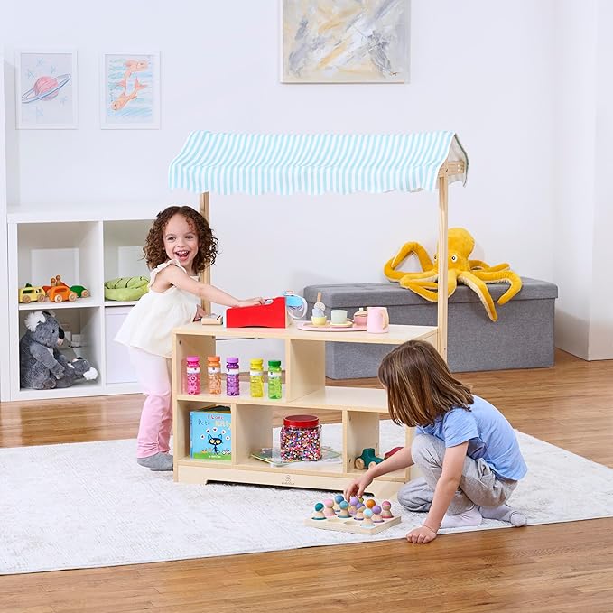 Avenlur The Holly Wooden Market Shelf and Stand – Versatile Kids' Storage & Play Furniture, Sturdy Wood Construction, Perfect for Toys, Books & Imaginative Play