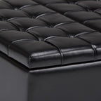 SIMPLIHOME Harrison 36 inch Wide Transitional Square Coffee Table Storage Ottoman in Midnight Black Vegan Faux Leather, Assembled, For the Living Room and Bedroom