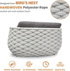 Patio Loveseat with Table: Aluminum Hand Woven Rope 2 Pieces Patio Furniture Set - Cushioned Outdoor Seating Set - Modern Couch Assembled - Metal Lounge Set for Porch Balcony Deck Garden Hotel