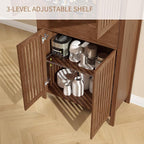 69" Tall Farmhouse Storage Cabinet with Drawer & Adjustable Shelves, Grille Door Organizer Unit, Anti-Tip Design for Bathroom, Kitchen, Living Room, Rustic Brown