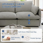 Cloud Modular Sectional Sofa, Waterproof Down Filled Sectional Sofas, High Backrest V Shaped 5 Seater Sectional Couches for Living Room, Modern Modular Couch with Removable Cover, Light Gray