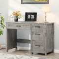 Vabches Farmhouse 47" Executive Desk, Computer Desk with File Drawer and Charging Station, Workstation for Home Office, Study.Grey.