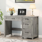 Vabches Farmhouse 47" Executive Desk, Computer Desk with File Drawer and Charging Station, Workstation for Home Office, Study.Grey.